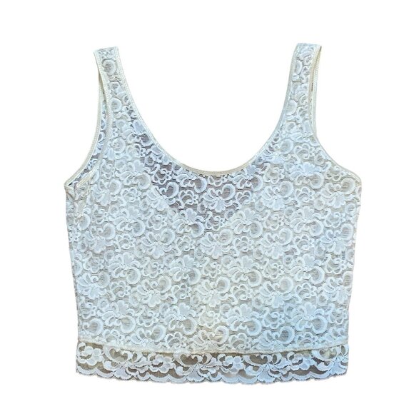 Natori Tops - Vintage Natori White Lace Tank Top Large Sleeveless Floral Sheer Camisole